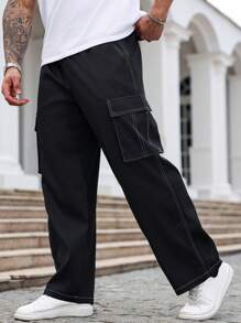 Manfinity Homme Pantaloni cargo casual larghi e comodi per uomo taglia forte
