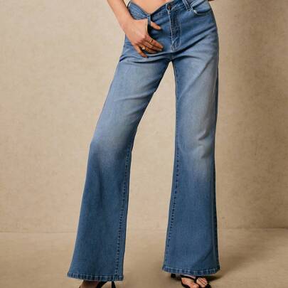 Casual Versatile Washed Bell-Bottom Flare Jeans