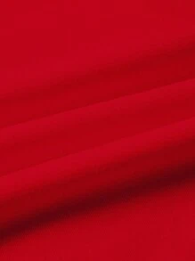 SHEIN LUNE 女士纯色休闲舒适百搭时尚长袖 T 恤 - 紅色 - 查看 4
