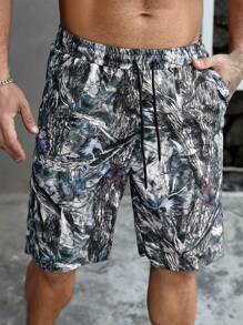Manfinity LEGND Plus Size Men's Casual Camo Printed Shorts, Summer