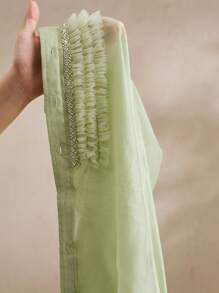 Anewsta Elaire 女式透明荷叶边领性感长袖衬衫，“Old Money” - 綠色 - 查看 8