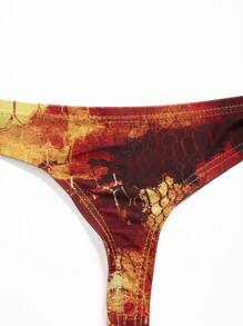 Manfinity Swimmode Men's Tie Dye Print Thong Bikini Briefs For Beach