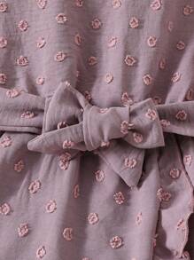 Outfit coordinato mamma-figlia: Abito estivo in jacquard tessuto a trama con maniche corte, per bambina e ragazze, abito casual con vita arricciata e colore tinta unita dolce e adorabile, design alla moda per bambine