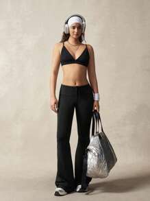 VARSIVA Women's Solid Color Flared Leg Fit Yoga Leggings - Black - View 5