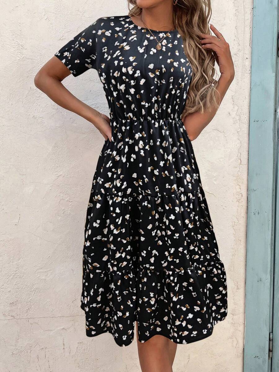 EMERY ROSE Allover Print Ruffle Hem A-Line Dress Maxi Vacation Beach Outfits Women - Multicolor - View 1