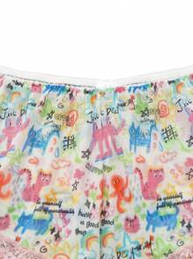 Notgurli 2 قطعة مجموعة ملابس داخلية رقيقة وجذابة للفتيات الرجوع إلى المدرسة، كما تتميز بالرسومات الجرافيتية والدانتيل الزهري والفيونكة والكشكشة، مناسب للحفلات والعطلات والمهرجانات الموسيقية - وردي - مشاهدة 5