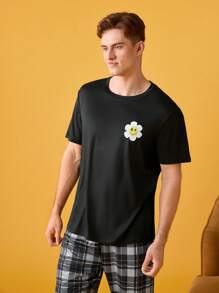 NotGurli Parte superior de pijama casual y básico para hombre