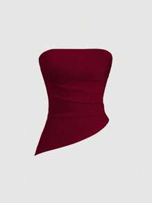 Sweetra طقم من 3 قطع للمرأة، ملابس علوية بندو عصرية ذات خط أسفل غير متساو مائل - متعدد الألوان - مشاهدة 3