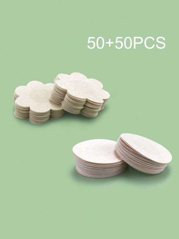 SHEIN 50 Pairs 7cm Seamless Skin Color Round Flower Shaped Nipple Covers/Pasties