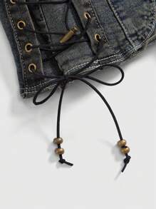 ROMWE Grunge Punk Minifalda ceñida con bolsillos, diseño de cintura con lazo y acabado esponjoso (con ropa interior incluida) en estilo retro Y2K