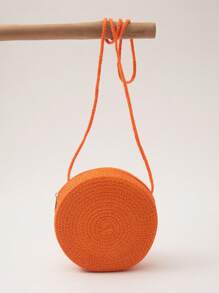 2pcs Women Wide Brim Straw Hat And Bag Set - Orange - View 4