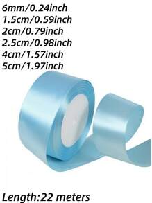 SHEIN 1 ruy băng satin (22 mét/cuộn), ruy băng satin hai mặt dùng để trang trí hoa hồng tự làm, gói quà - ruy băng nơ tiệc cưới để trang trí bàn ghế, cửa hoa, hộp quà, trang trí bánh, phụ kiện trang phục, dệt, tạo không khí lễ hội thanh lịch, ruy băng nơ (rộng 0,6/1/1,5/2/2,5/4/5 cm) - Màu xanh nhạt - Xem 4