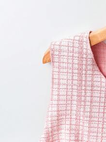 Regalyn Completo casual estivo in 2 pezzi da donna taglie forti, con camicia senza maniche con fiocco in vita, balze sull'orlo e shorts a quadri