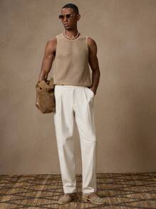 AKNOTIC AKNOTIC X Nawaf Alabid Pantalones rectos de lino tejido con cintura elástica para hombre, adecuados para el verano, vacaciones, uso diario, fiestas, parejas, regalos, escuela