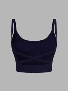 SHEIN VCAY 3pcs/Set Women's Casual Racerback Camisole With Built-In Bra, Black, White, Navy Blue, Suitable For Summer - Multicolor - View 13