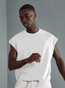 SUMWON Camiseta sin mangas atlética de alta calidad, camiseta de músculo, ropa de entrenamiento para gimnasio, ropa deportiva, esencial de verano casual, moda urbana - Blanco - Ver 1