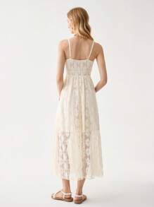 Florisole Vacation Casual Solid Color Lace Camisole Dress - Apricot - View 2