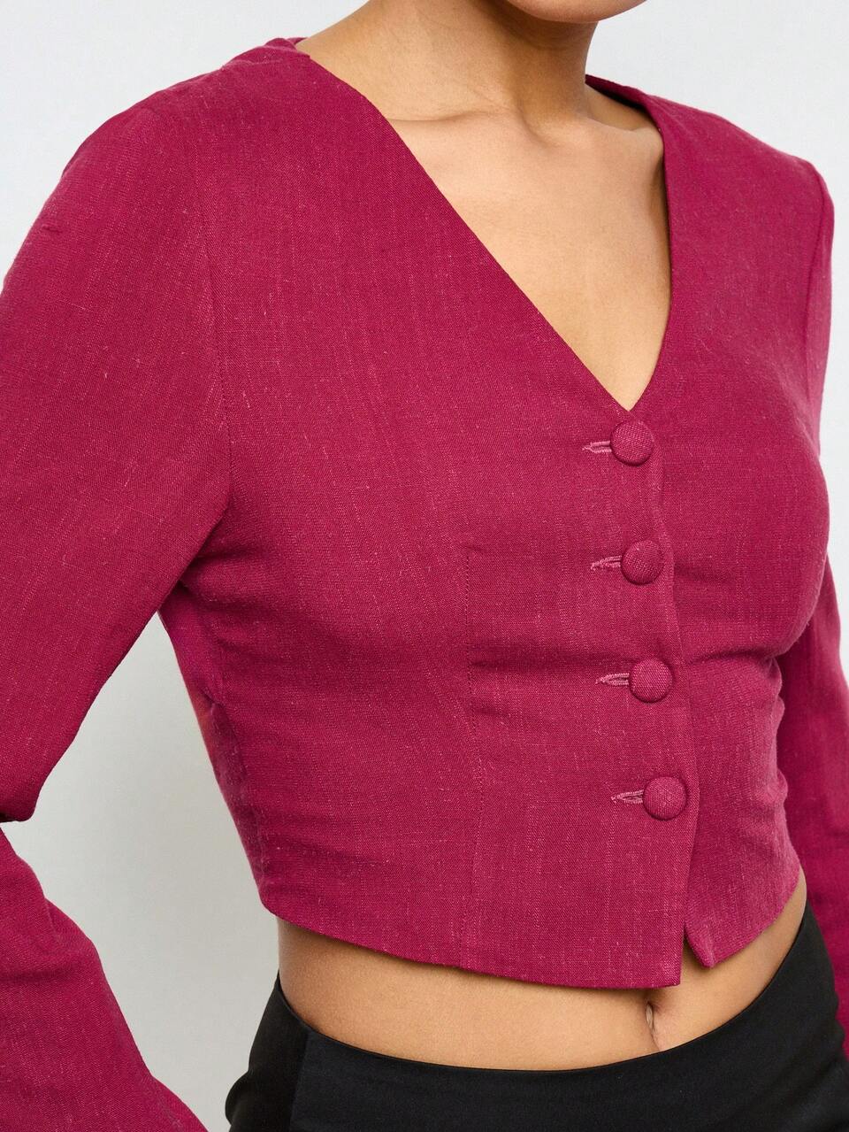 Long Sleeve Cross Back Cropped Blazer