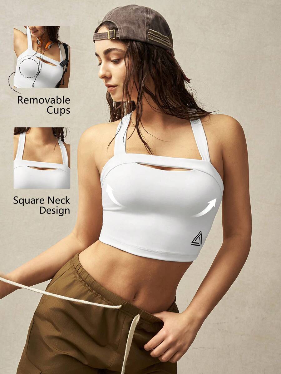 VARSITIE Women's Minimalist Fashion Sport T-Shirt & Camisole Suitable For Summer - White - View 1