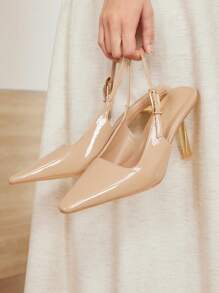 MOTF PREMIUM TACONES ESTILOSOS CON PUNTERA AFILADA Y TIRA TRASERA - Albaricoque - Ver 3