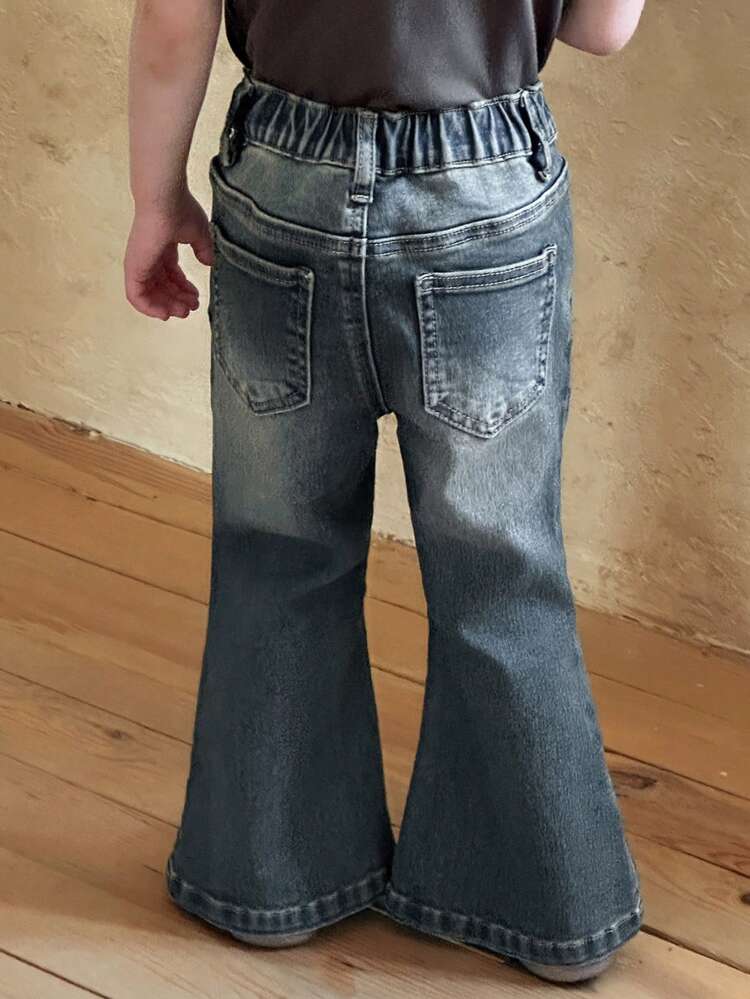 Young Girl Flare Leg Denim Pants, Fall