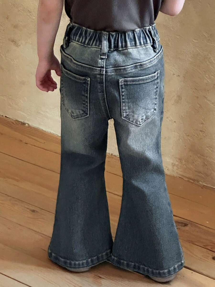 DAZY Young Girl Flare Leg Denim Pants, Fall - Dark Wash - View 1