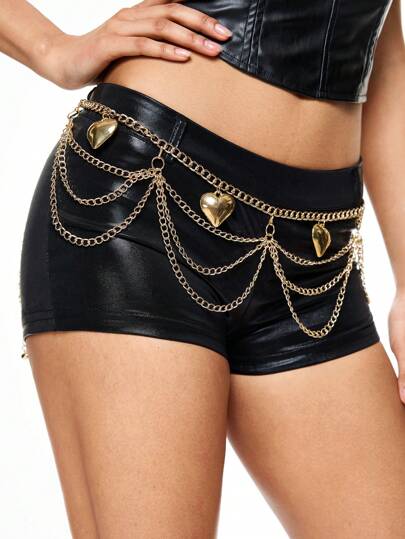 Goth 1 pieza Cinturón de cadena de doble capa con cruz gótica para mujer, accesorio versátil para vestidos para uso diario y Halloween