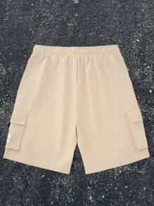 Manfinity LEGND Men's Khaki Casual Shorts: Breathable Fabric Multiple Pockets And A Comfortable Short Length Design - Khaki - View 2