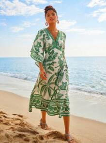 Travachic 热带印花连衣裙，时尚夏装 - 綠色 - 查看 4