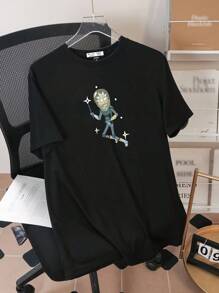 Rick and Morty X SHEIN Men Casual Cartoon Figure And Letter Graphic Short Sleeve T-Shirt, Summer
