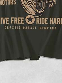 Manfinity Homme Men's Motorcycle Graphic Print Fitted Crew Neck Short Sleeve T-Shirt - Multicolor - View 7