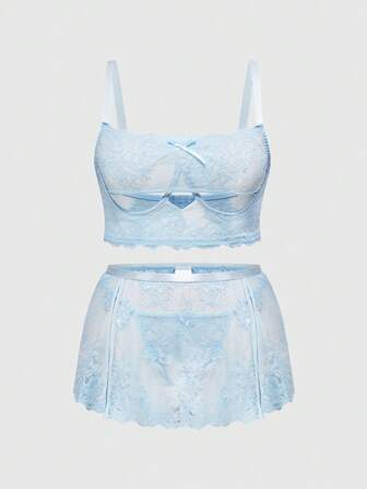 Sweetness Plus Size Sexy Lace Hollow Bra Set With Underwire