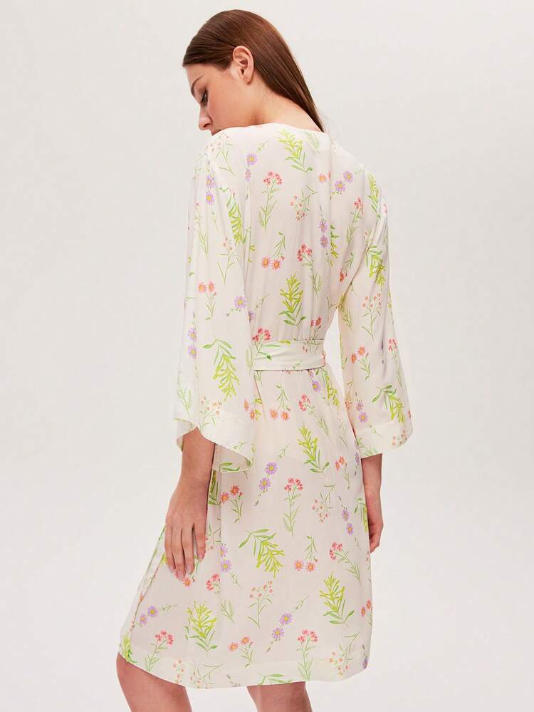 Soft Rayon Sleeves Tie-Front Loungewear Robe Wedding Essentials