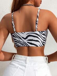Swim Lushoire Zebra Print Swimsuit Top - Black and White - View 2