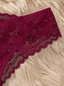 Seamless Lace Trim White Underwear (Thong)