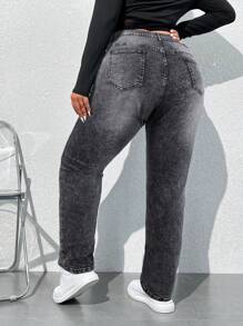 SHEIN PETITE CURVE 大码直筒牛仔裤，夏季时尚