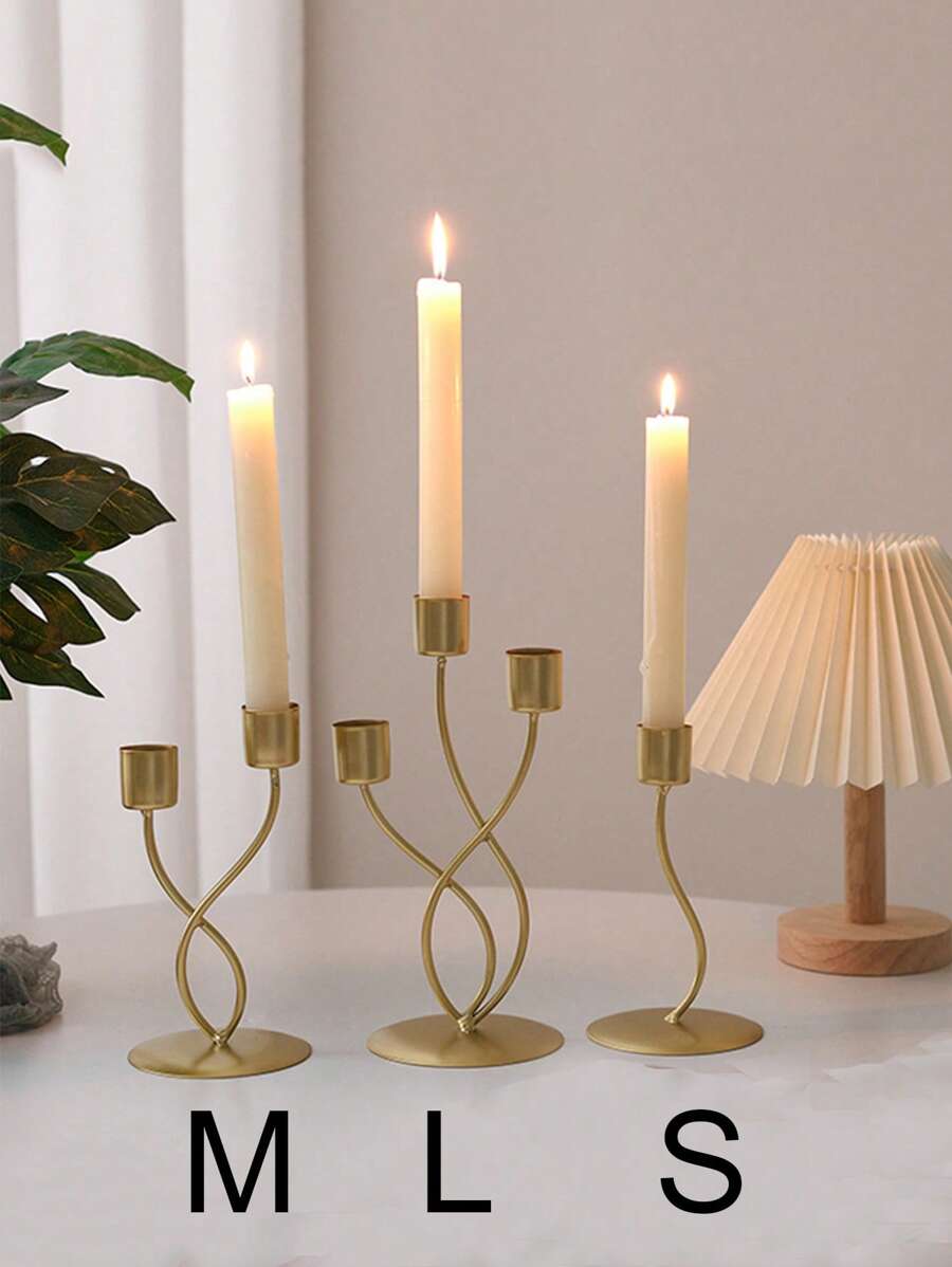 1 pieza Candelabro de estilo nórdico de lujo, decoración del hogar, accesorio para cena de velas con estilo vintage, decoración minimalista de mesa para Día de San Valentín, boda de San Valentín, cumpleaños