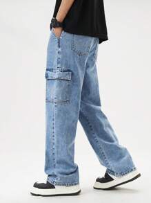 Mirajuku 青少年男孩/年轻男士休闲户外工装牛仔裤 - 淺色水洗藍 - 查看 7