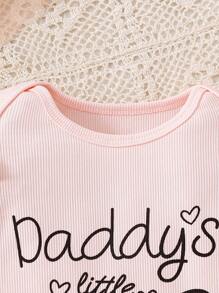 Baby Girl Letter Print Bodysuit & Butterfly Print Pants 2Pcs Set - Pink - View 3