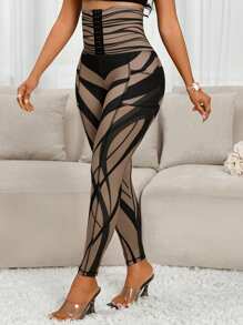 SHEIN Lady Plus Size Spring And Summer Elegant Casual Vacation Resort Wear Women Summer Wear Women Geometric Stripe Print Plus Size Women Leggings  Dresses For Women Elegant Wedding Guest Dress Women  Fall Clothes For Women Casual Halloween Autumn Fall Clothes For Women Winter Fall Outfits For Women