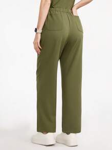 Scrubzie Solid Color Drawstring Waist Straight /Nursing Scrubs Bottoms