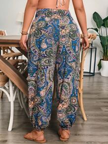 Breezaya Plus Size Paisley Print Casual Pants