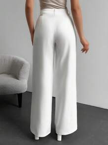SHEIN Pantaloni larghi asimmetrici da donna, doppio strato, vita alta, pantaloni casual e da donna d'