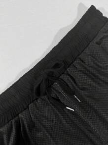 Manfinity EMRG Men's Sports Big Number Print Two In One 2 In 1 Sports Casual Speed ​​Casual Drawstring Waist Shorts, Sweatpants - Black - View 6