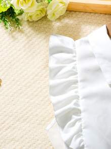 2 件套女童春夏商务休闲长款收腰白衬衫搭配心形印花牛仔效果紧身裤套装 - 彩色 - 查看 4