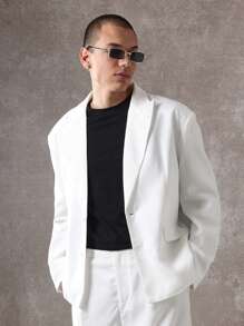 SUMWON 亚麻西装套装专业商务正式两件套婚礼西装外套裤子夏季轻便现代阔腿经典日常工作服 - 白色 - 查看 3