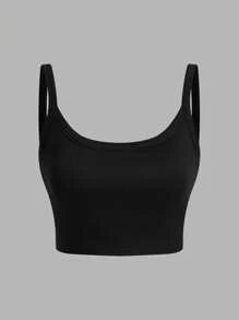 SHEIN VCAY 3pcs/Set Women's Casual Racerback Camisole With Built-In Bra, Black, White, Navy Blue, Suitable For Summer - Multicolor - View 6