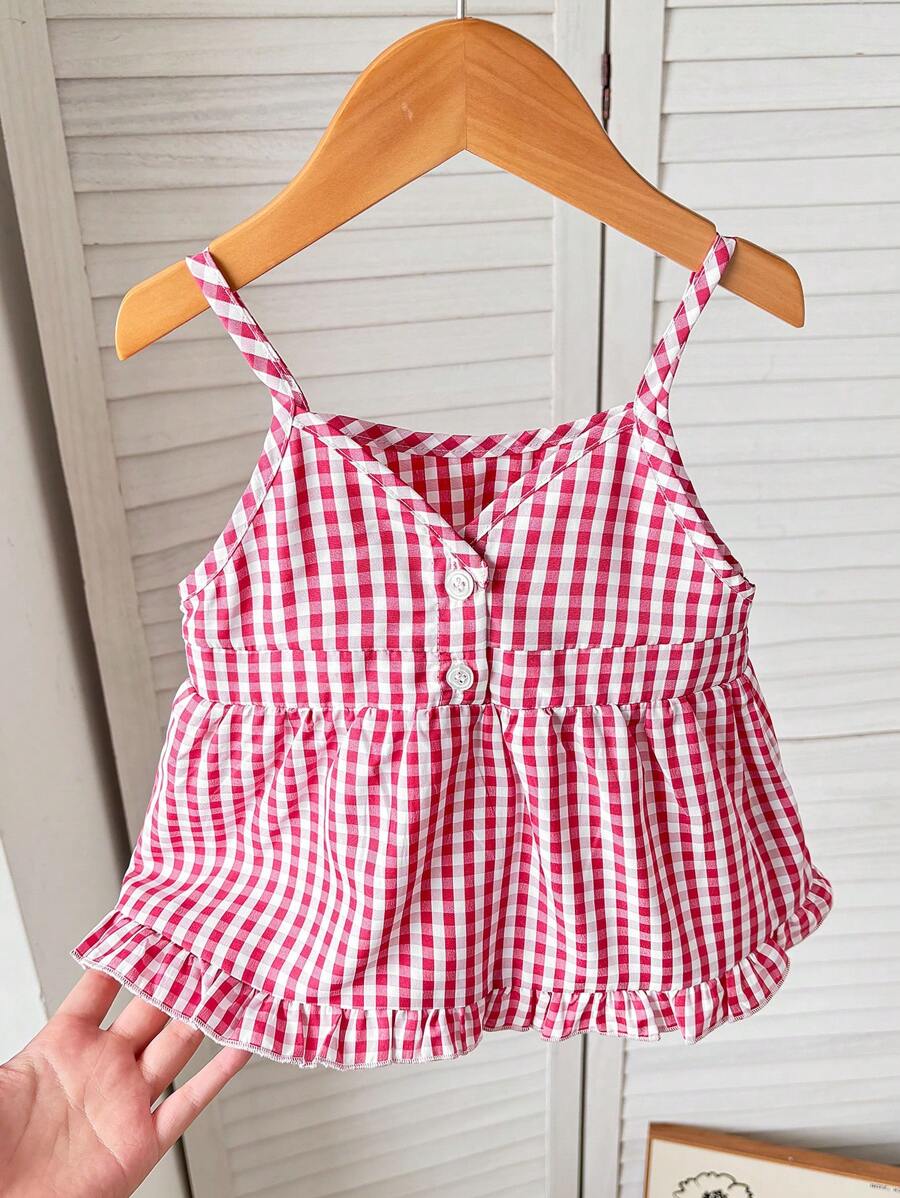 SHEIN Leap Crew Top débardeur décontracté en tartan tressé pour jeune fille