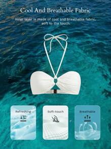 MOTF PREMIUM 褶饰挂脖式比基尼上衣 - 白色 - 查看 8