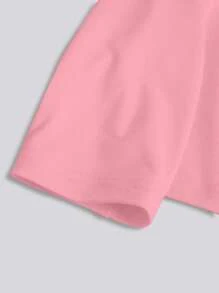 SHEIN LUNE Plain Long Sleeve Casual T-Shirt For Women, Versatile And Comfortable Pink Top, Home And Street Wear Fall Cloth For Women - Pink - View 4